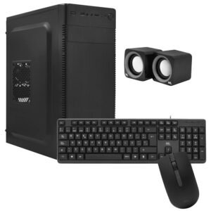 Gabinete Kit Mtek DK04 Fonte 500W Speaker Mouse Teclado Español Negro