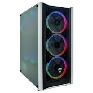 Gabinete Gamer Satellite Supreme Tower K382 8 Cooler Blanco Negro