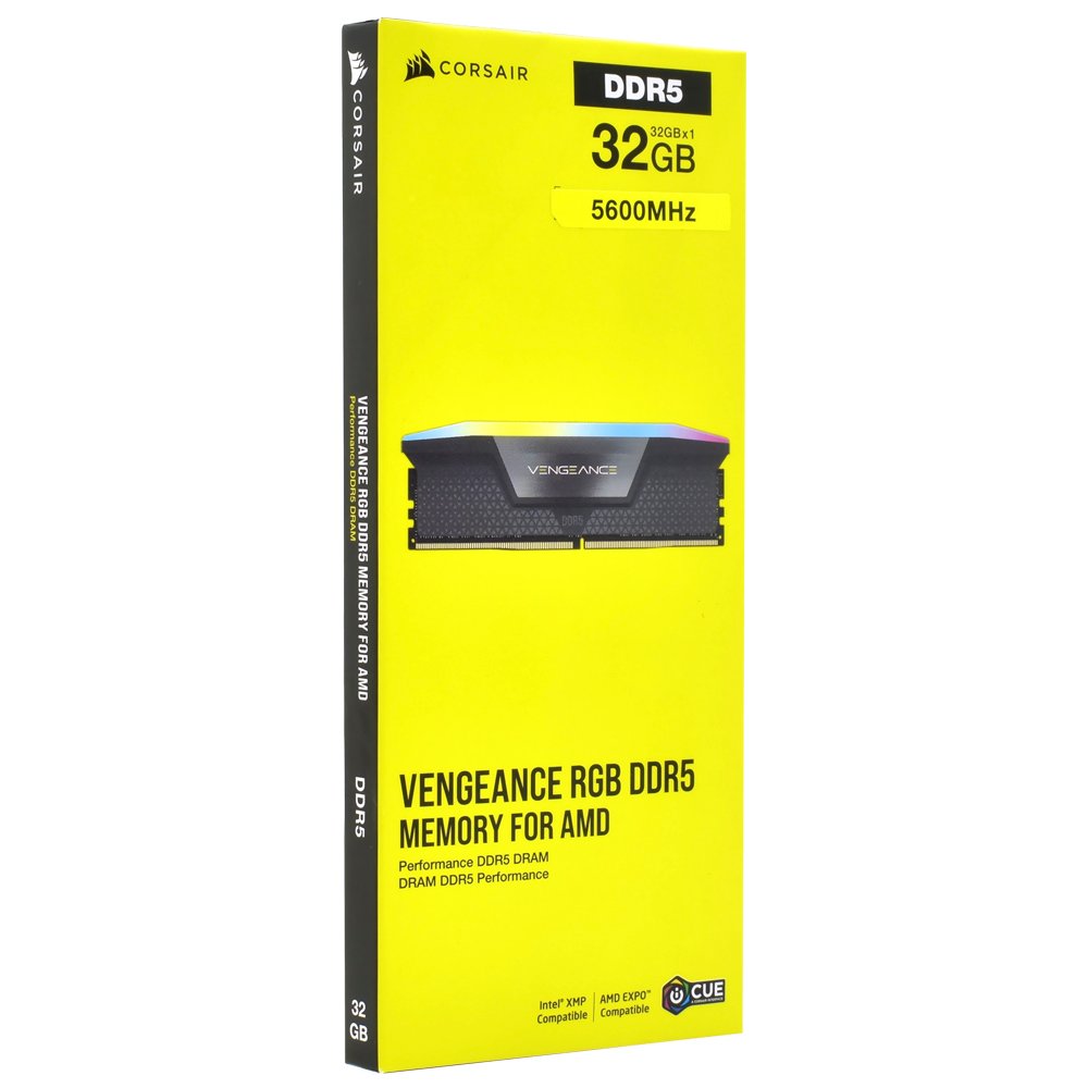 Memoria RAM Corsair Vengeance DDR5 32GB 5600MHz RGB - Negro (CMH32GX5M1B5600Z40)