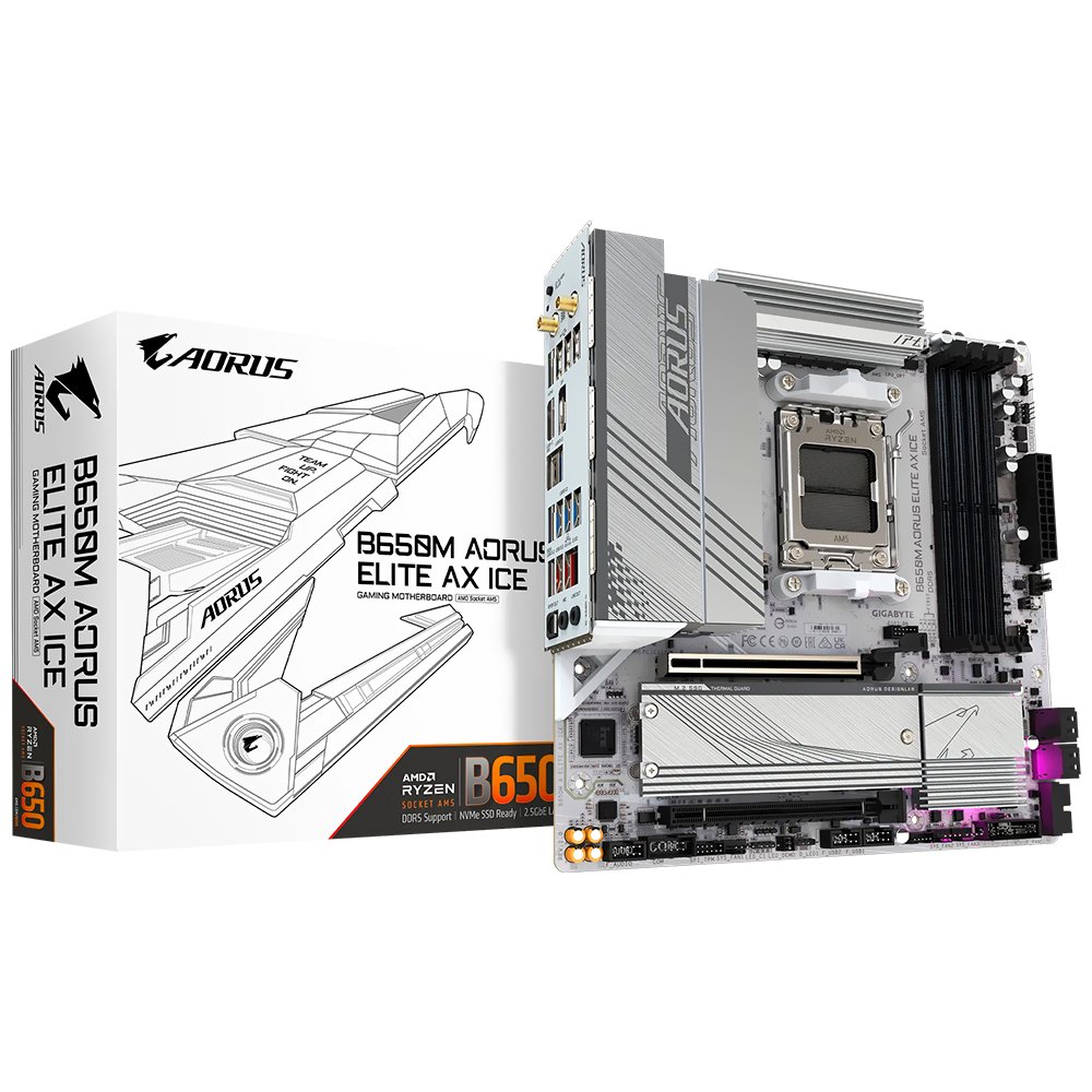 Placa Madre Gigabyte B650M AORUS Elite AX Ice Socket AM5 DDR5