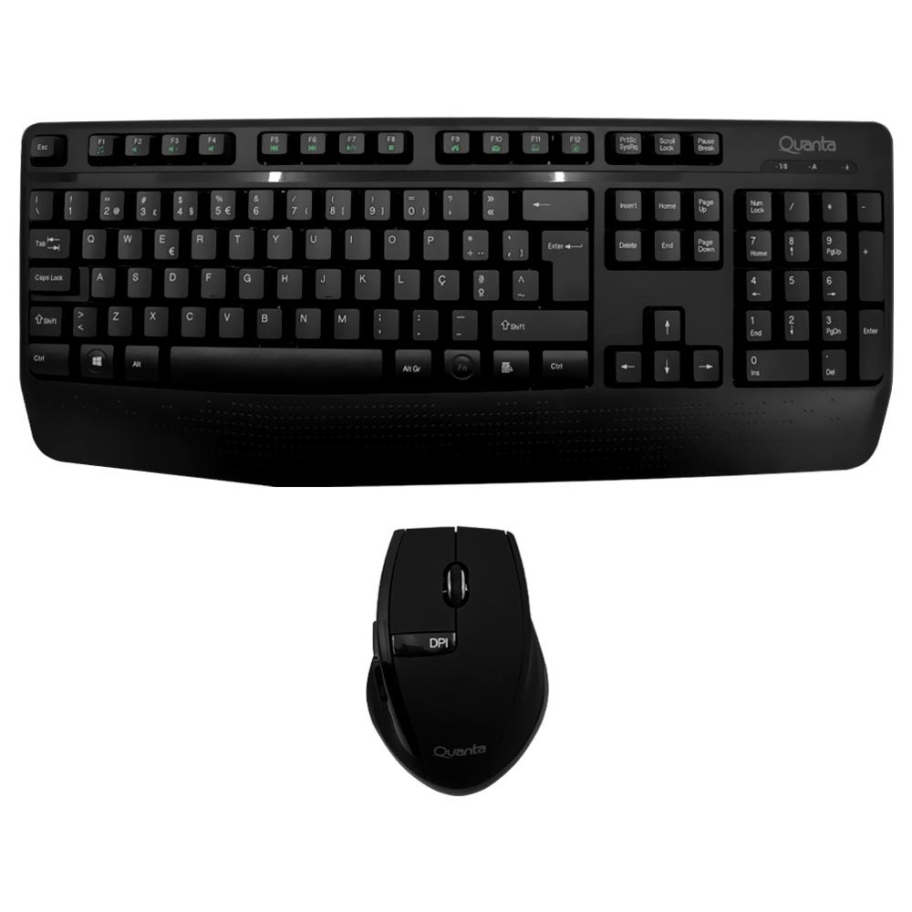 Teclado + Mouse Quanta QTKTM12 Wireless Portugués Negro