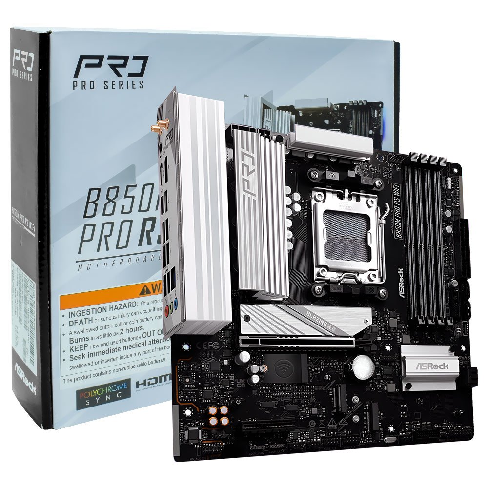 Placa Madre ASRock B850M Pro RS Wi-Fi Socket AM5 DDR5