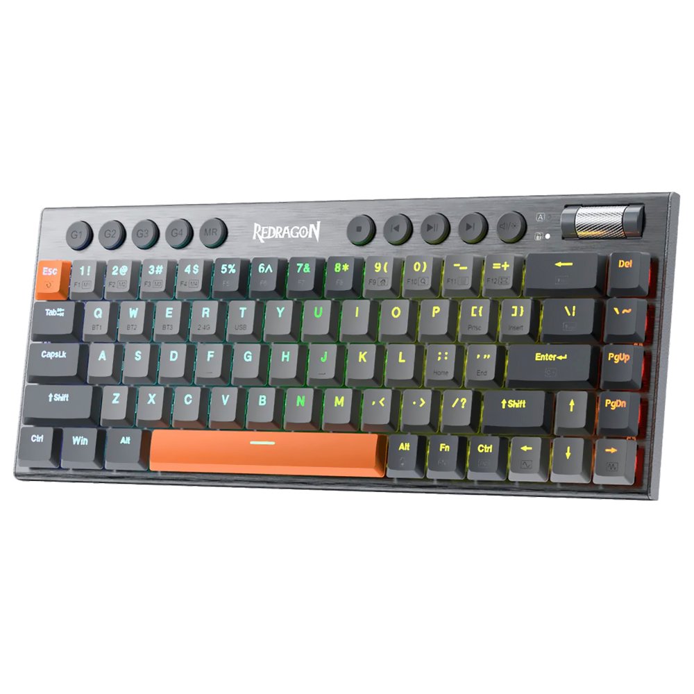 Teclado Gamer Mecánico Redragon K609GG-RGB-PRO Horus SE Mini Wireless RGB RED Inglés Gris