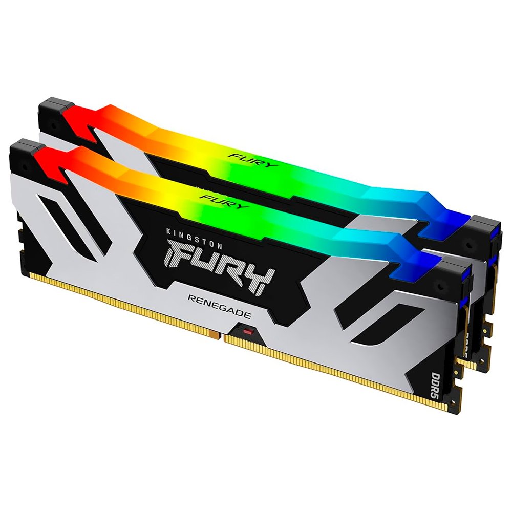 Memoria RAM Kingston Fury Renegade DDR5 32GB (2x16GB) 7600MHz RGB - Blanco / Plata (KF576C38RWAK2-32)