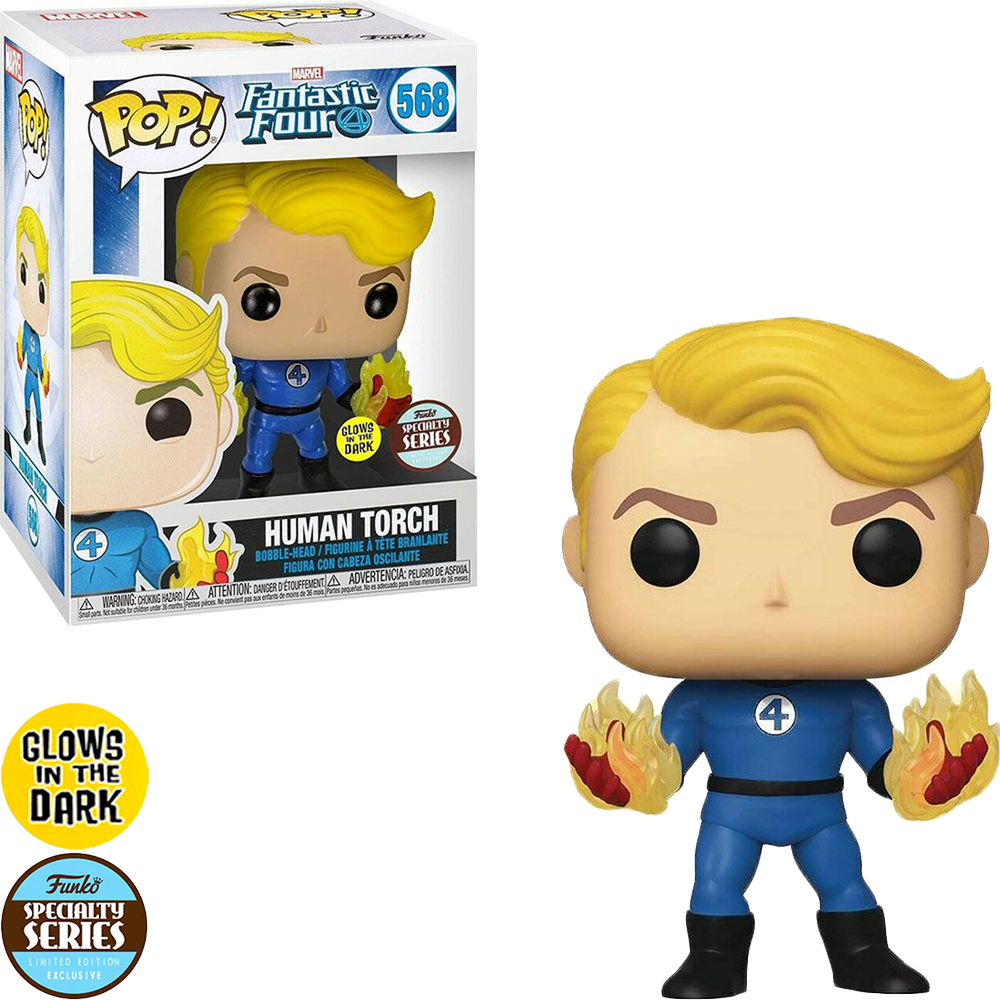 Funko Pop Marvel Fantastic Four Exclusive - Human Torch 568 (glows In The Dark)