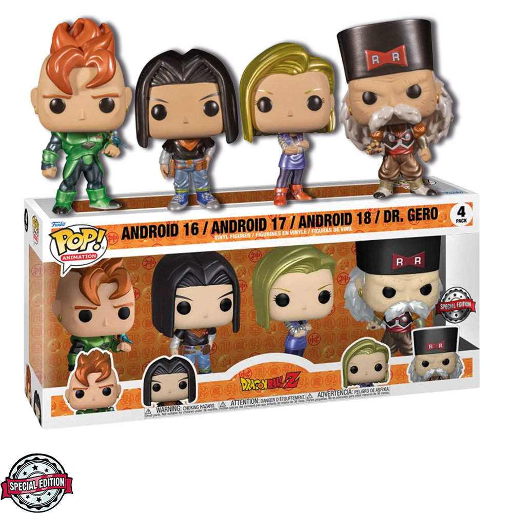Funko Pop Dragon Ball Z Exclusive - Android 16 / Android 17 / Android 18 / Dr.gero (4 Pack)