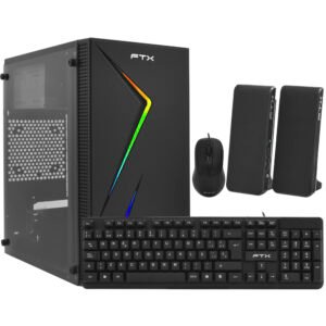 Gabinete Gamer FTX FTX271R 500VA Mouse Teclado Español Speaker Negro