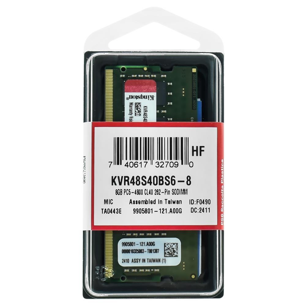 Memoria RAM Notebook Kingston DDR5 8GB 4800MHz KVR48S40BS6-8