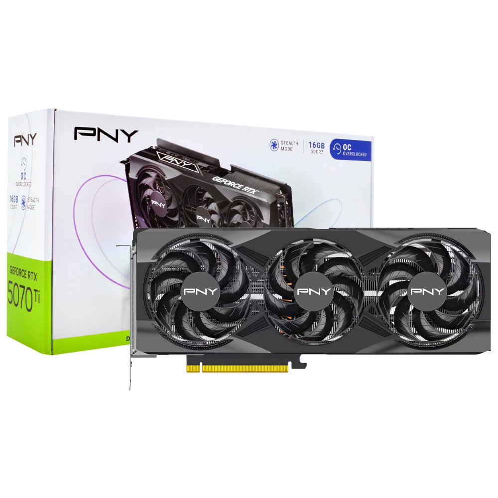 Tarjeta de Video PNY Stealth Mode OC 16GB GeForce RTX5070TI GDDR7 - VCG5070T16TFXPB1-O