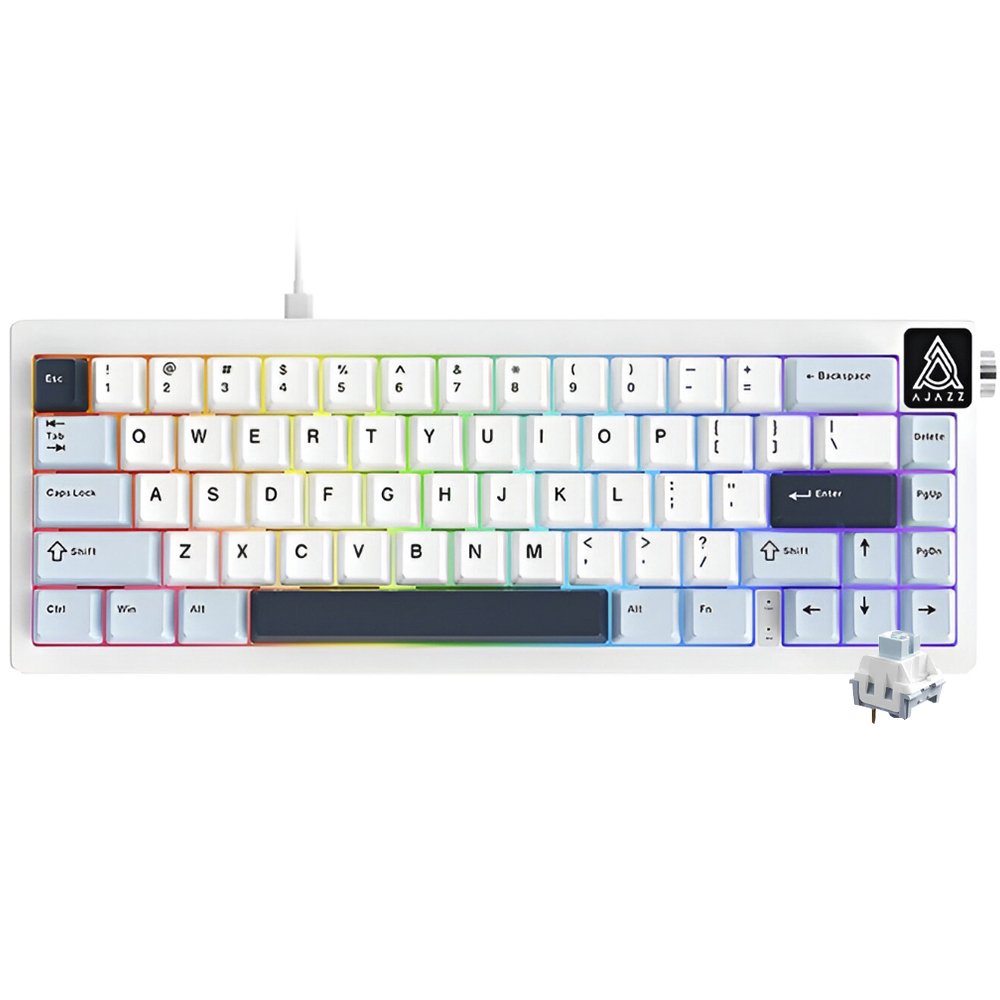 Teclado Gamer Mecánico Ajazz AK650 Nacodexx Mini USB RGB Sea Salt Inglés Blanco Azul (986468)